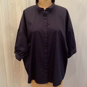 Navy cotton COS blouse size 12